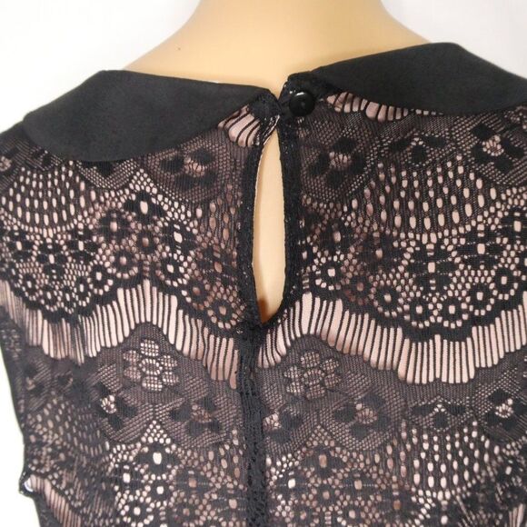 Daniel Rainn Lace Pearl Peter Pan Collar Blouse Sleeveless Rhinestone Lined - Picture 8 of 8